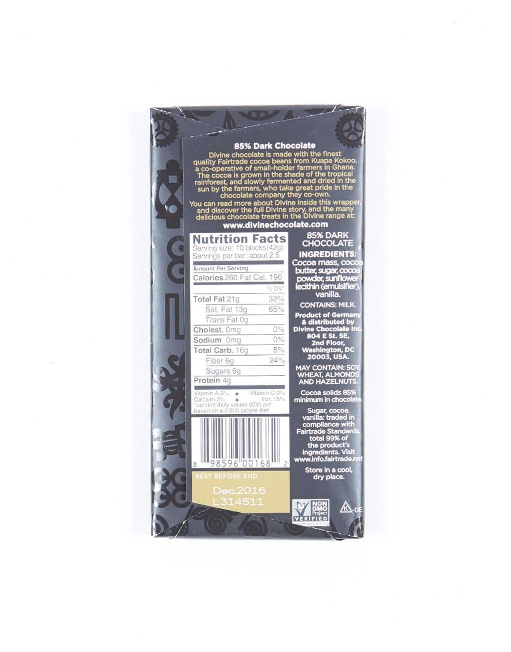 Fair Trade Natural Shade Grown Cocoa Dark Chocolate Bar