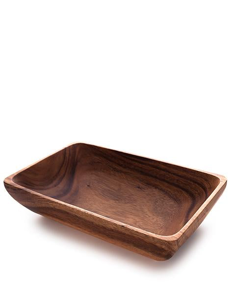 Fair Trade, Hand-carved Acacia Wood Rectangular Bowl
