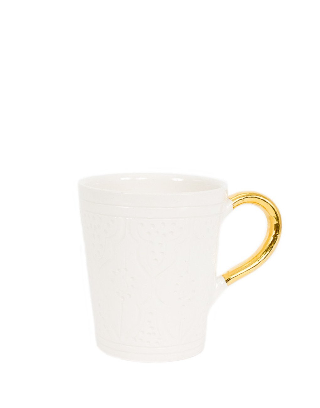 Ceramic Mugs Gift Box, White & Gold