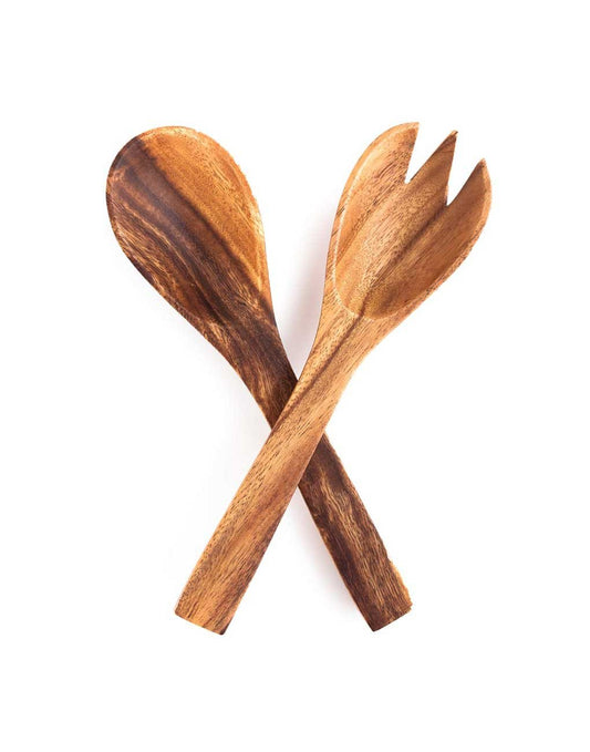 Fair Trade Hand-carved Acacia Wood Salad Servers
