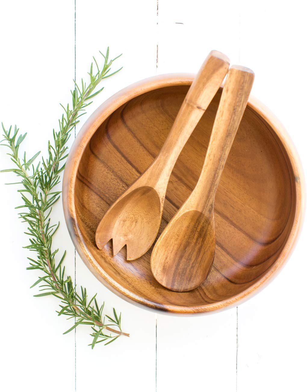 Fair Trade Hand-carved Acacia Wood Salad Servers