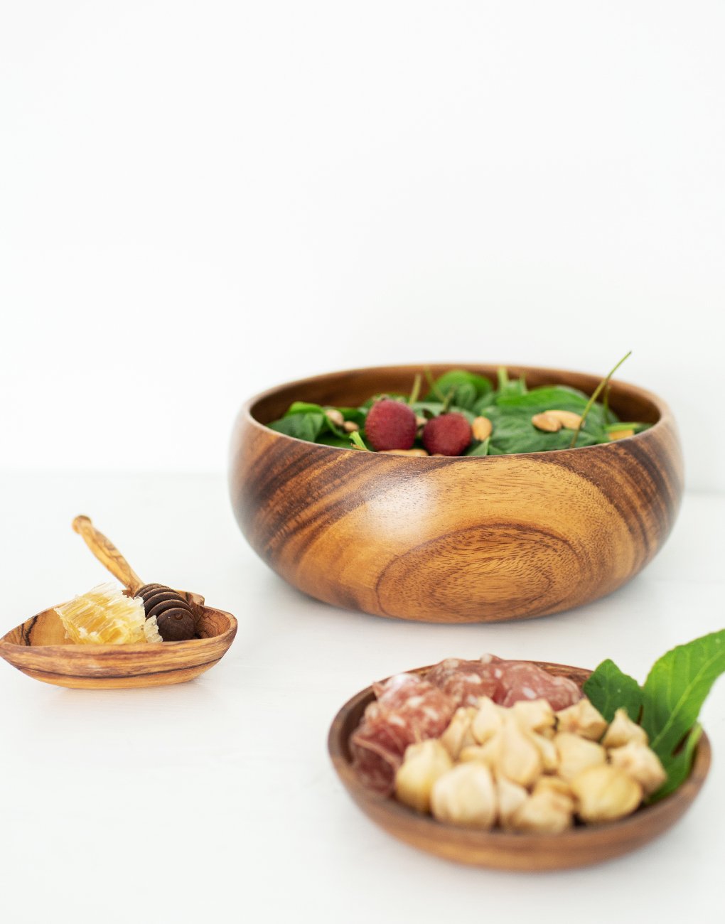 Hand-carved, Acacia Wood Large Salad Bowl