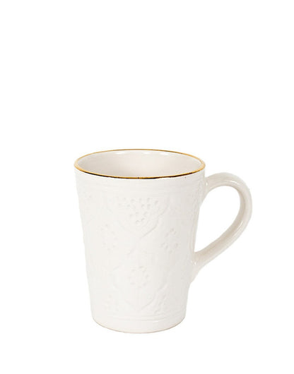 Ceramic Mugs Gift Box, White & Gold